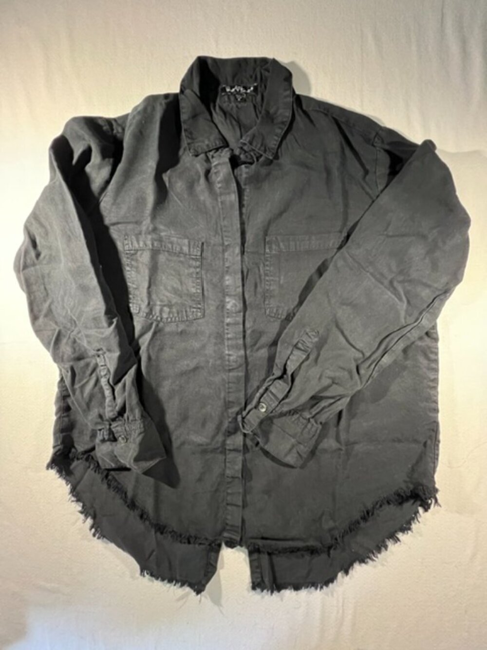 Velvet Heart Black Riley Frayed Hem Button Down Tencel Shirt Size Women's Small
